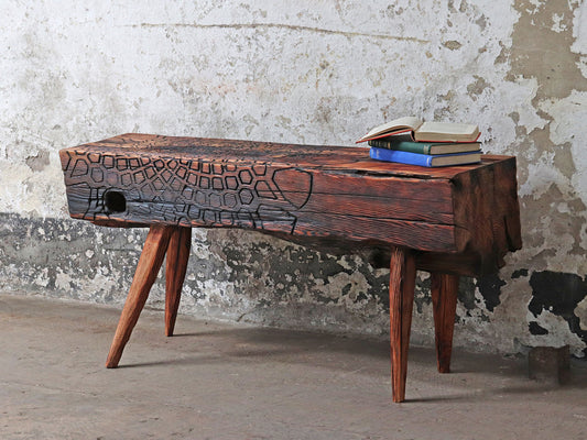 Sacred Geometry Driftwood Bench Table