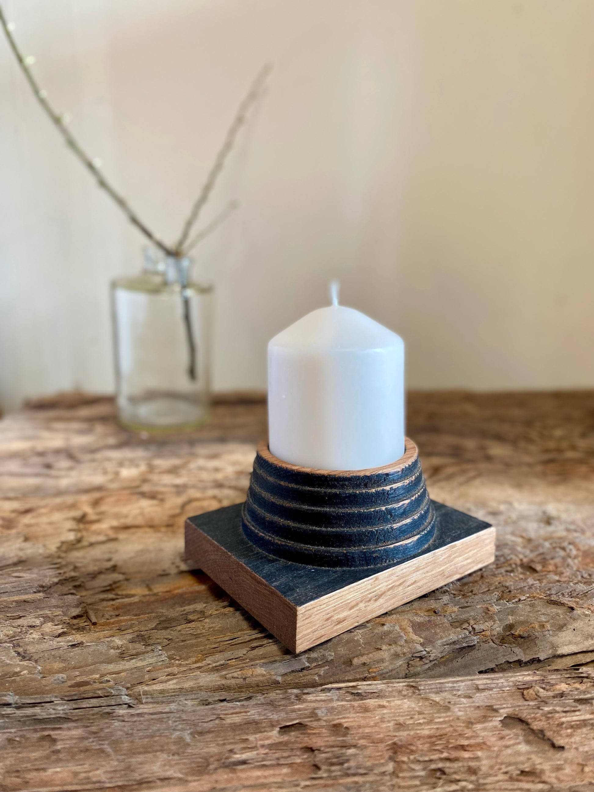 Church candle holder with plinth base