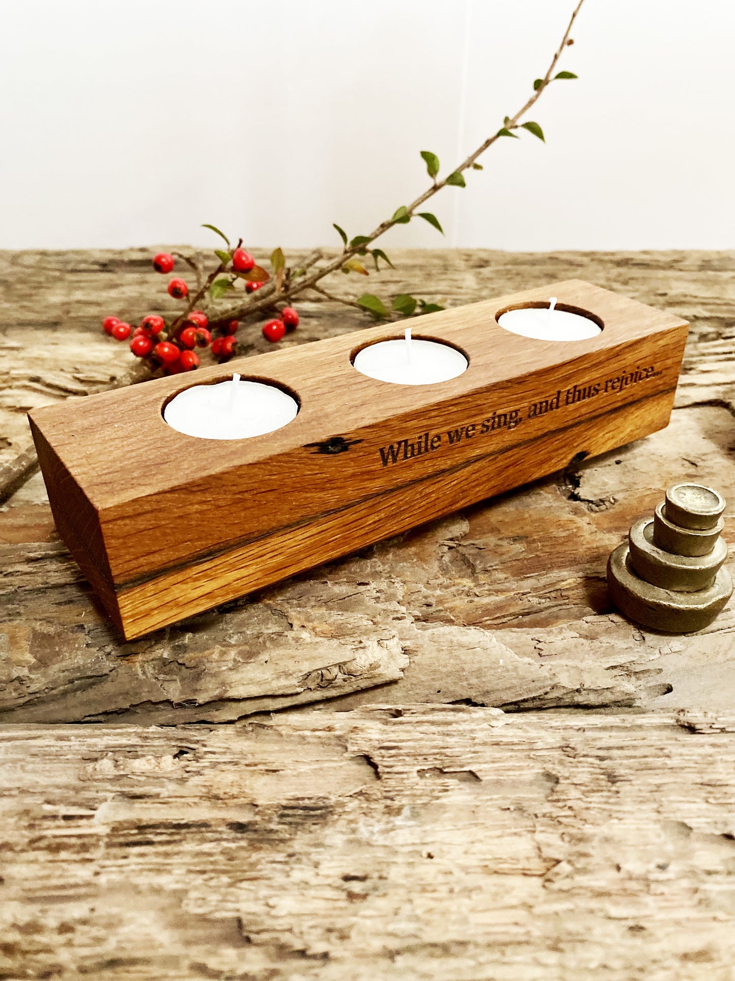 Rjustic tealight holder with poem