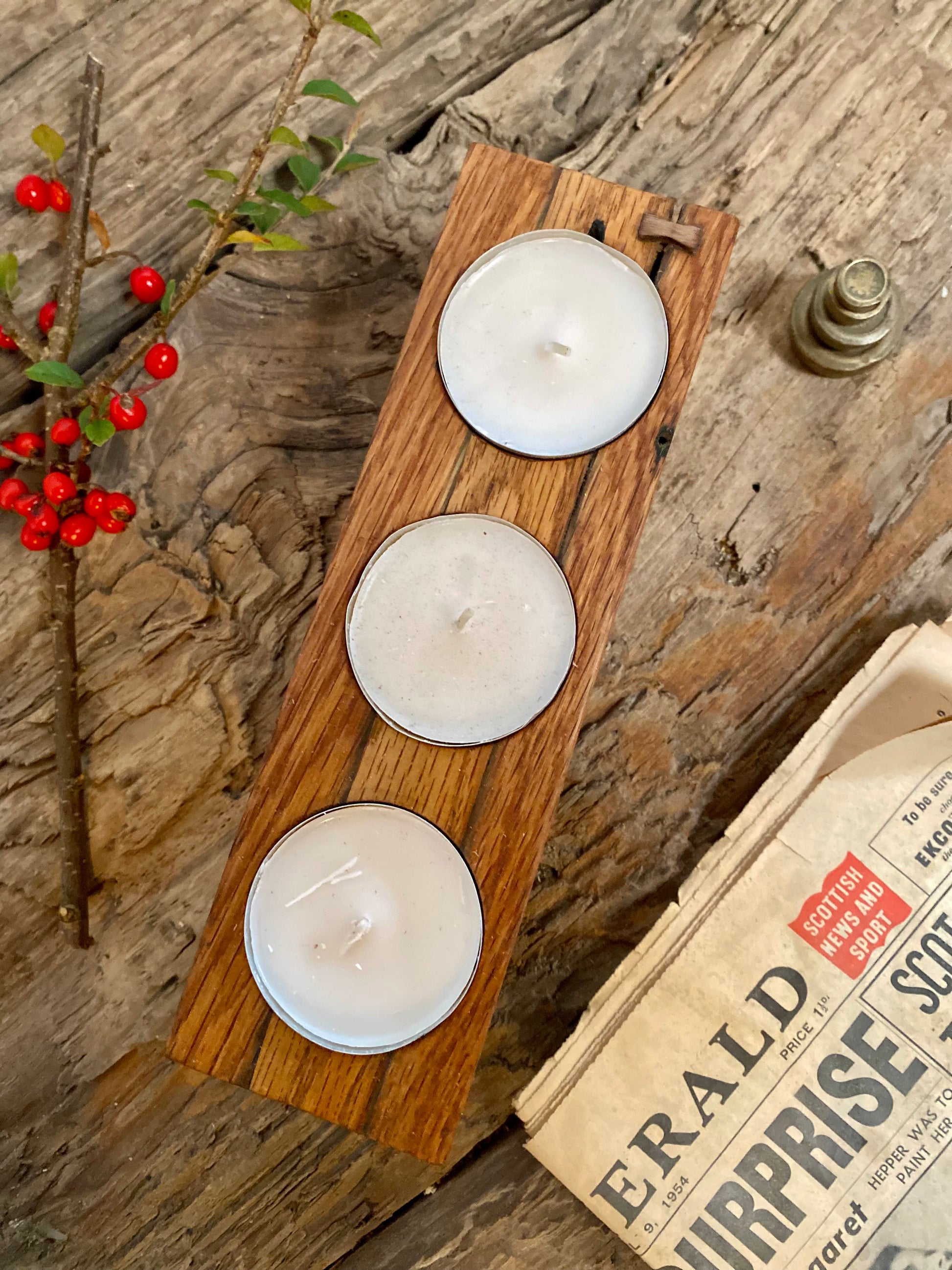 Centre piece tealight candle holder with engraved poem my George MacDonald