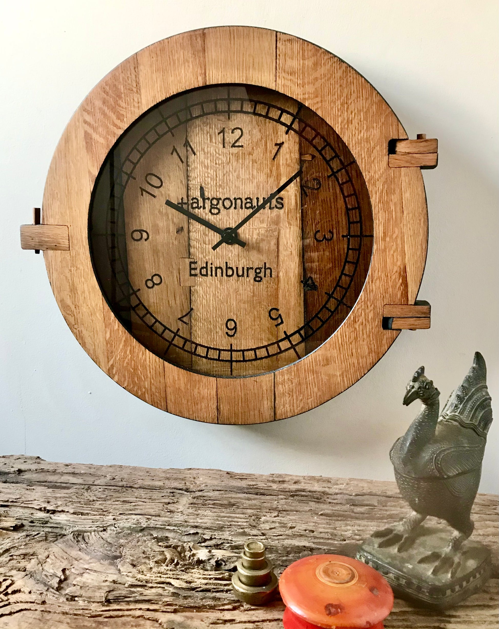 rustic oak wall clock brimming with country farmhouse textures and natural character