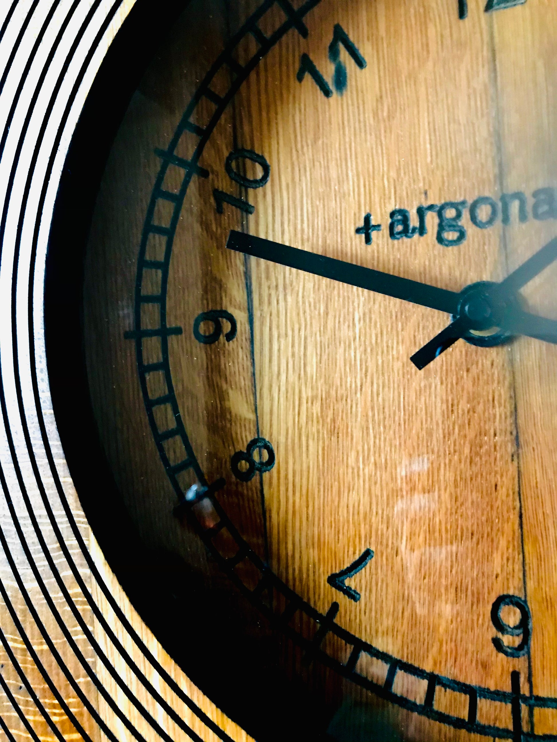 Centre piece oak wall clock with geometric pattern