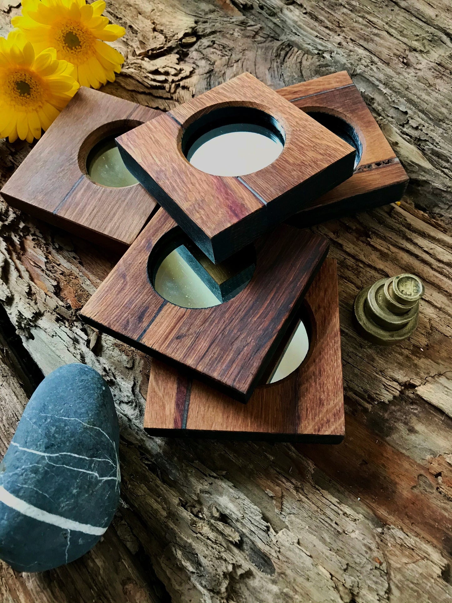 Modern rustic hand vanity mirror