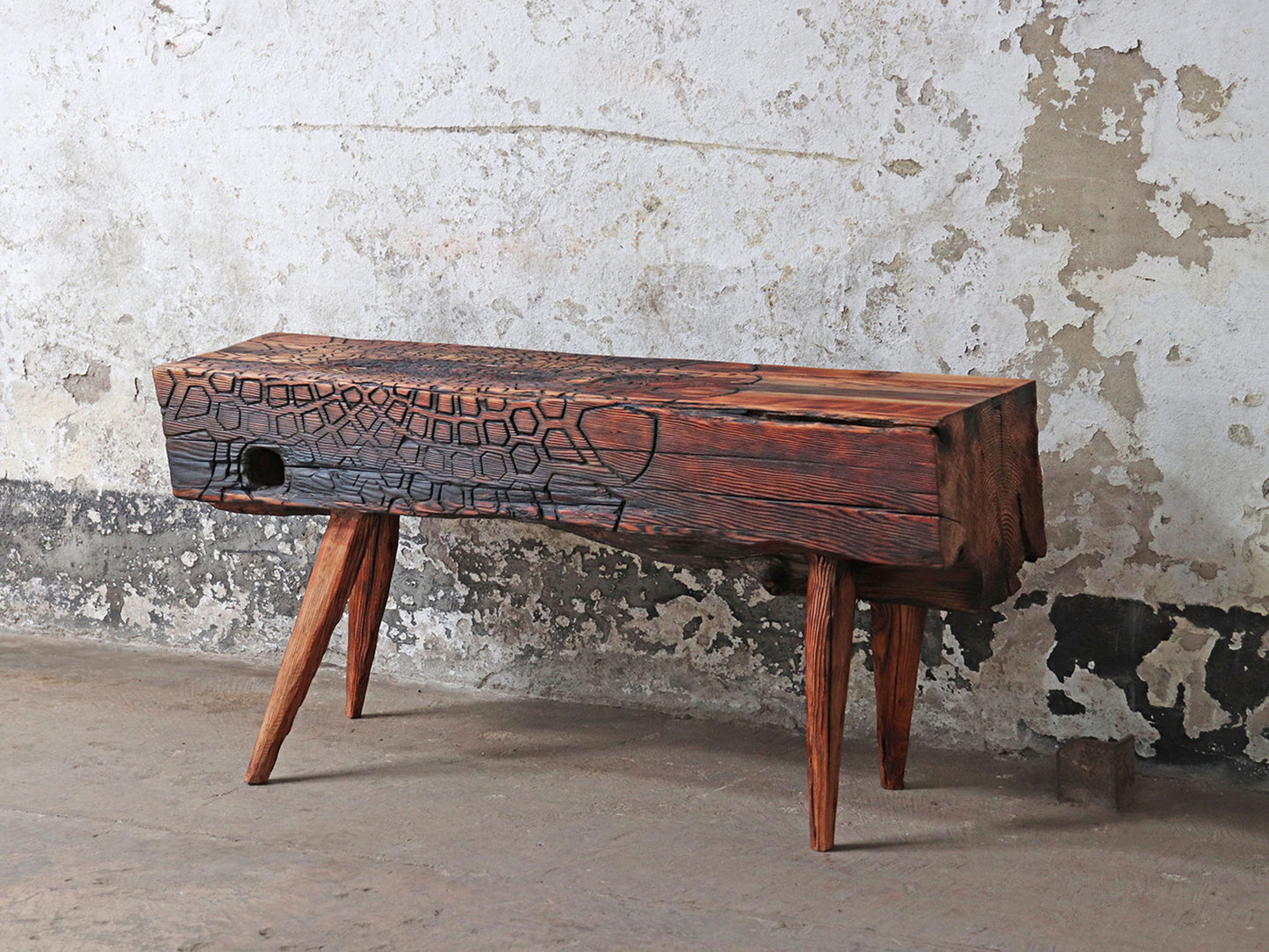 Sacred Geometry Driftwood Bench Table