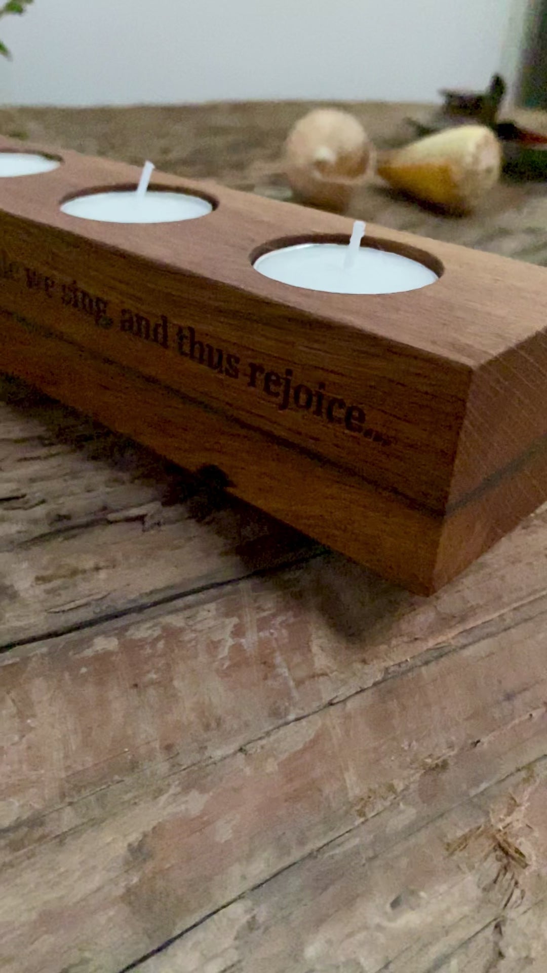 Double-sided poem etched onto candle holder