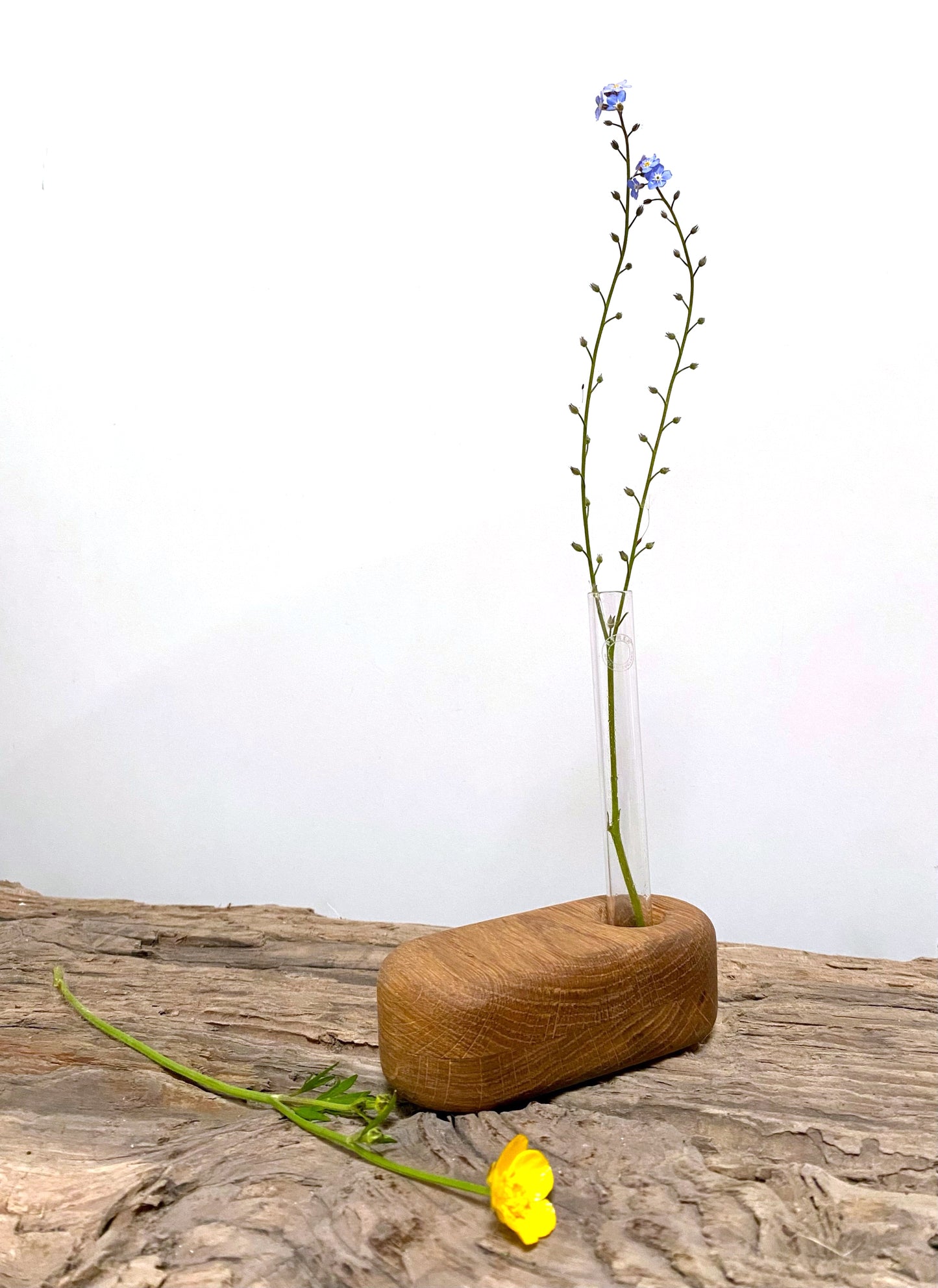 Oak Test Tube Flower Display Vase